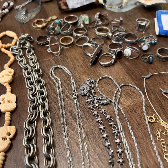 Vintage sterling silver boho turquoise shell Hawaii hippie jewelry bundle - Picture 6 of 11